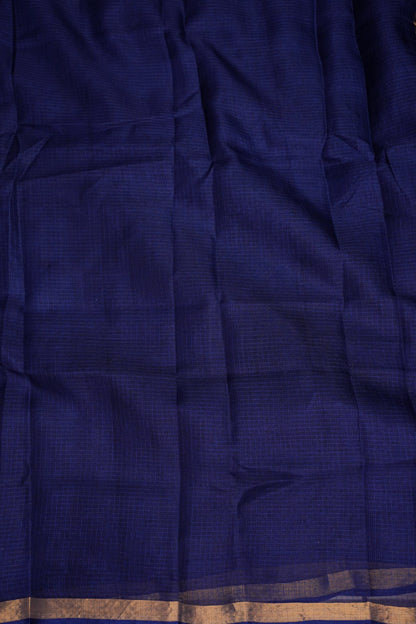 Silk Kota Plain Saree - Navy Blue