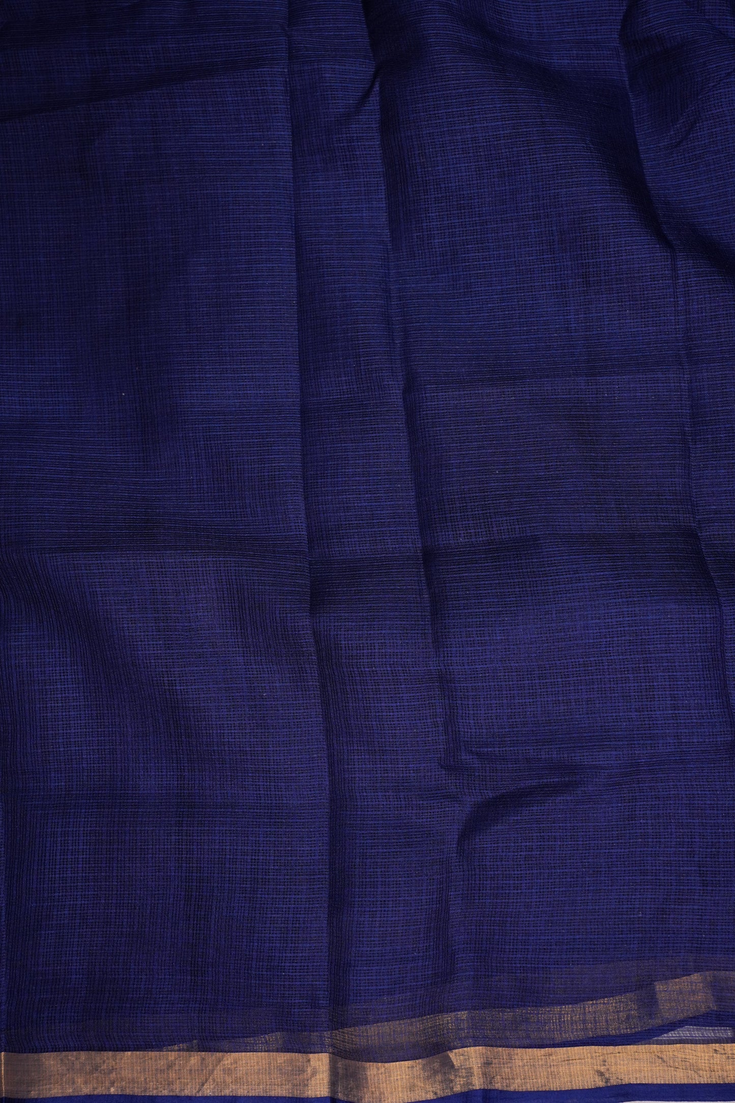 Silk Kota Plain Saree - Navy Blue