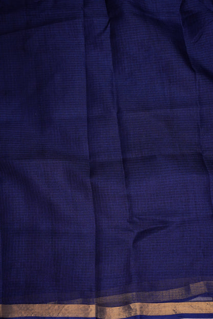Silk Kota Plain Saree - Navy Blue