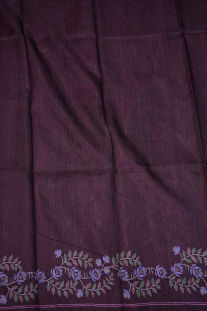 Semi Crepe Saree with Floral Design & Small Border – Lavender Purple