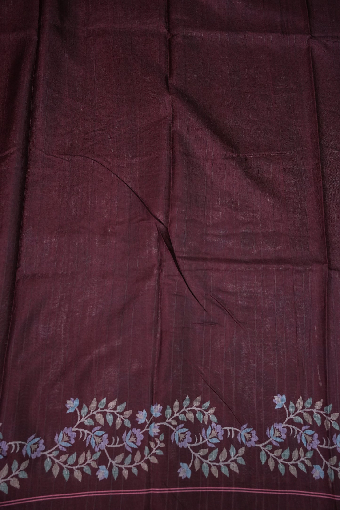 Semi Crepe Saree with Floral Design & Small Border – Dusty Pink