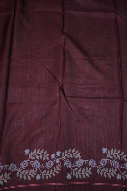 Semi Crepe Saree with Floral Design & Small Border – Dusty Pink