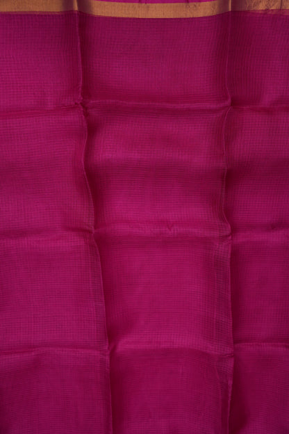 Silk Kota Plain Saree - Dark Pink