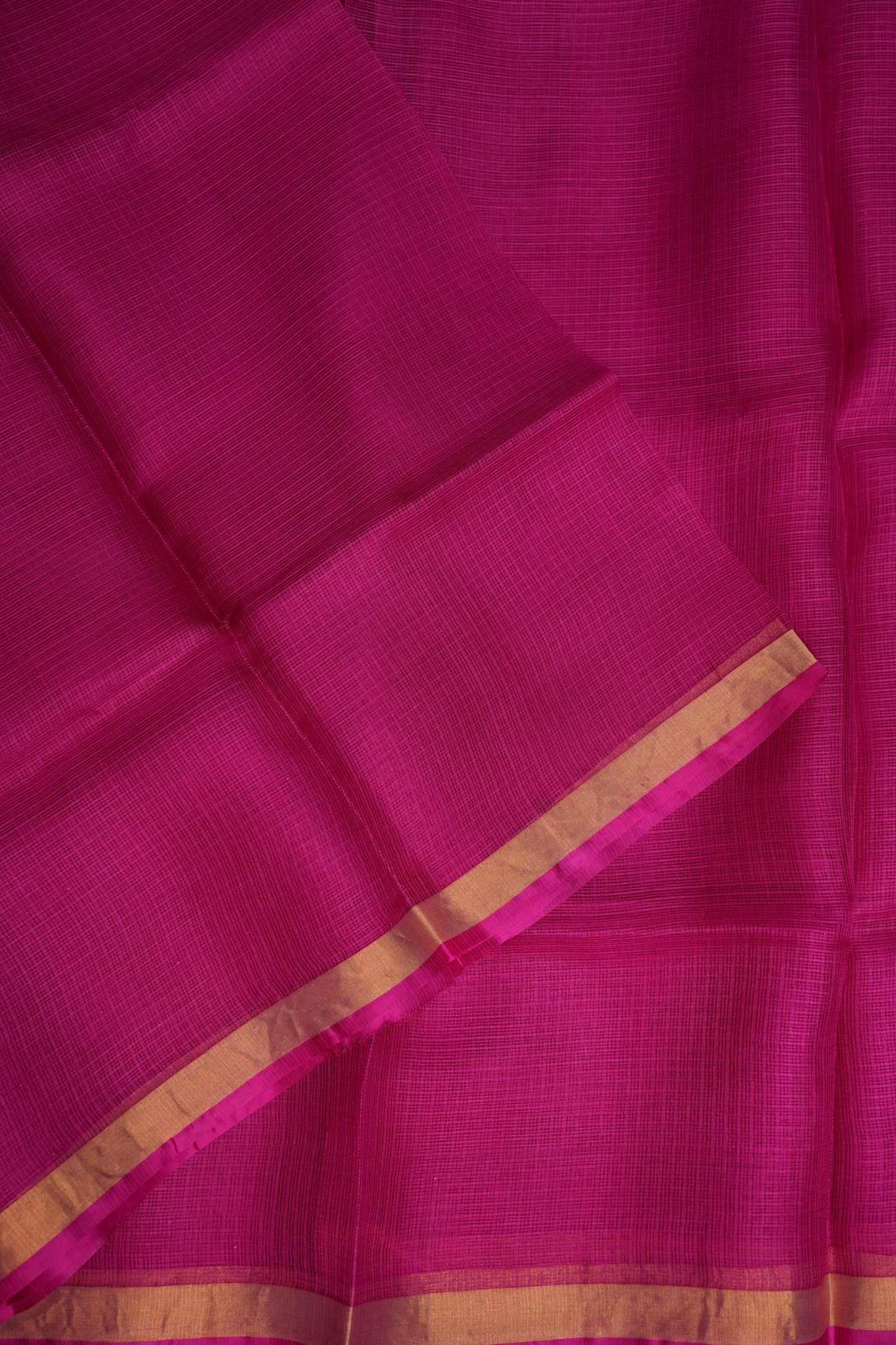 Silk Kota Plain Saree - Dark Pink