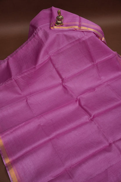 Silk Kota Plain Saree - Candy Pink