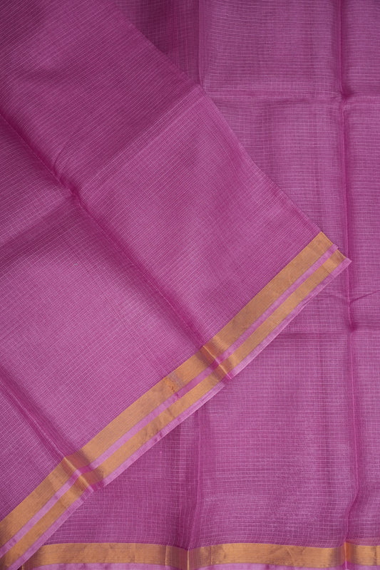 Silk Kota Plain Saree - Candy Pink
