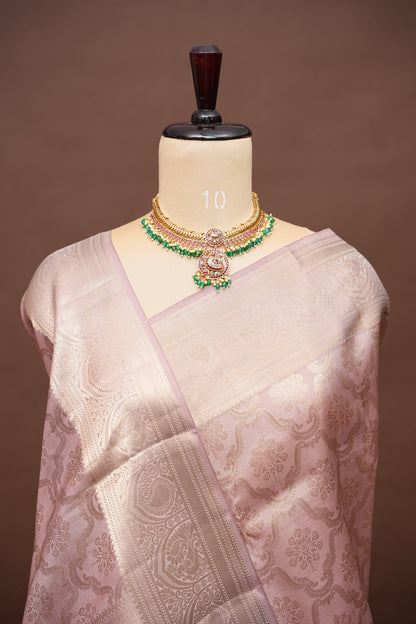 Pastel Nude Shade Pure Kanchipuram Silk Saree|Silk Mark Certified