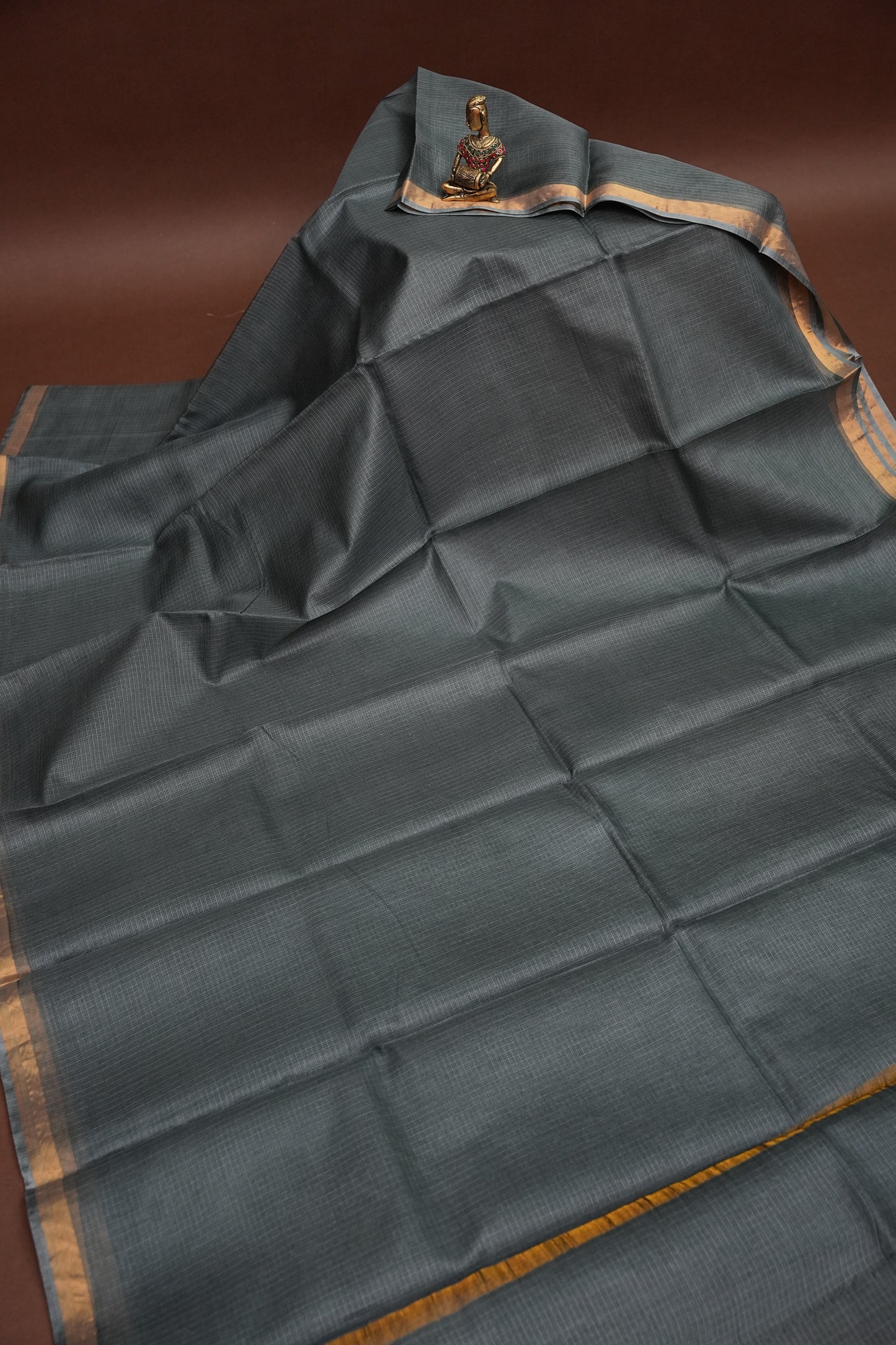 Silk Kota Plain Saree - Grey