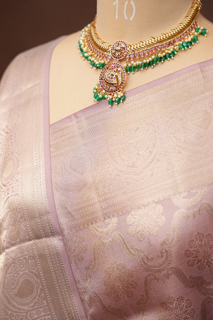 Pastel Nude Shade Pure Kanchipuram Silk Saree|Silk Mark Certified