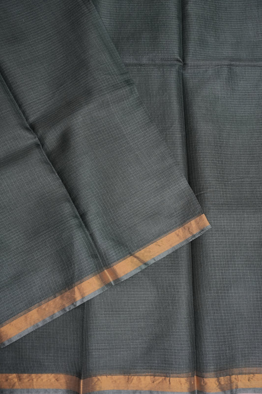 Silk Kota Plain Saree - Grey