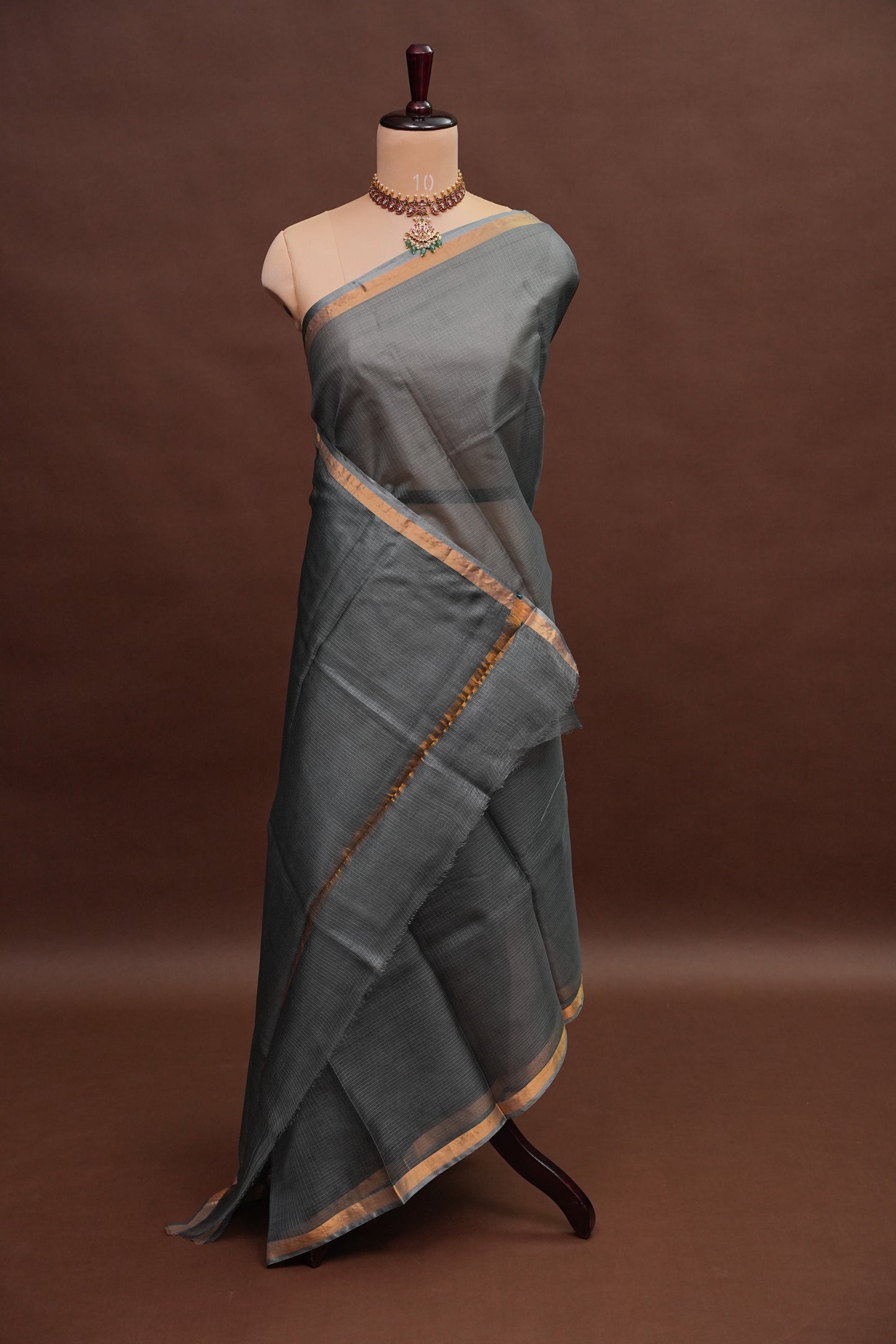 Silk Kota Plain Saree - Grey