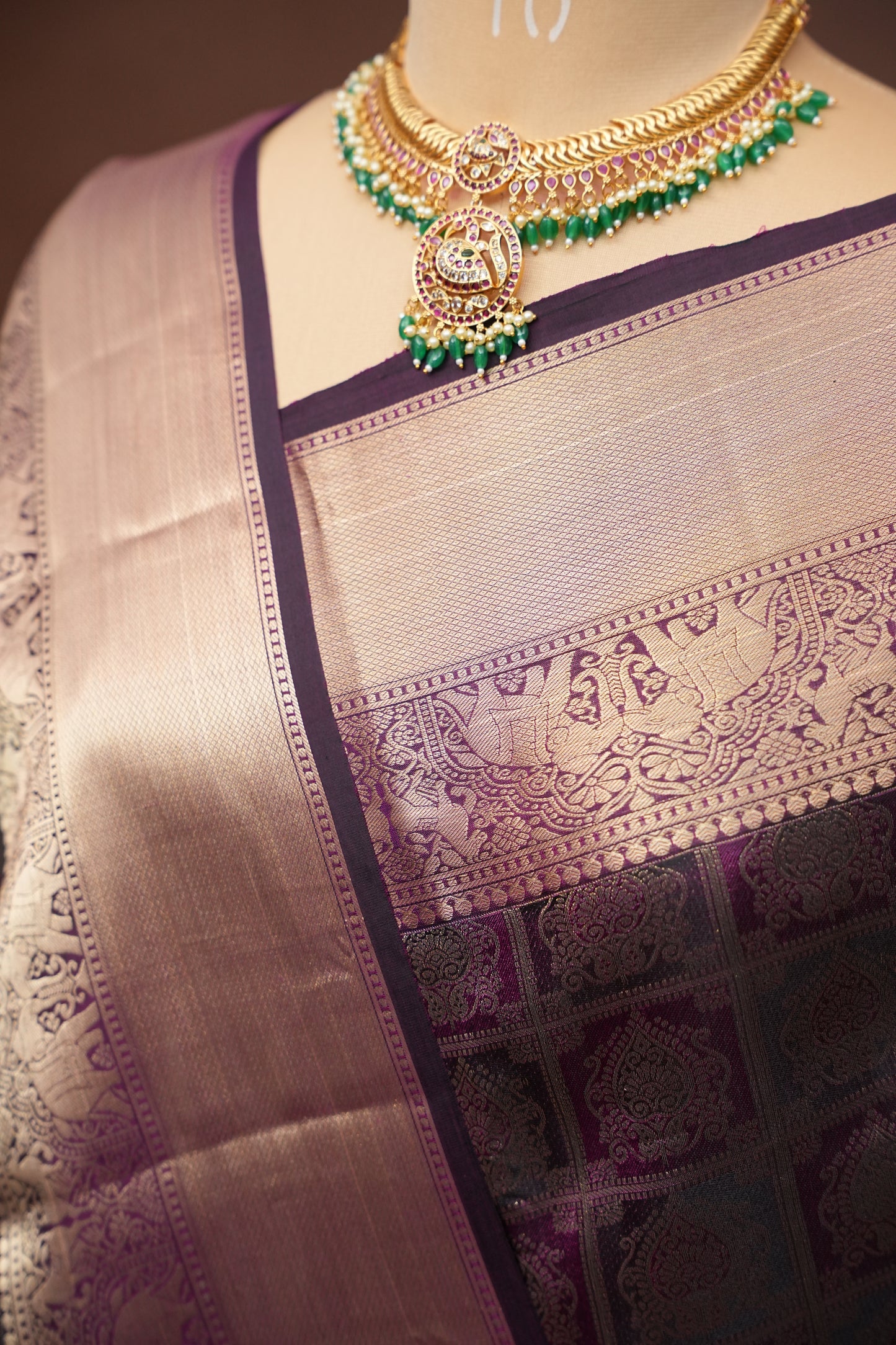 Deep Purple Pure Kanchipuram Brocade Silk Saree|Silk Mark Certified