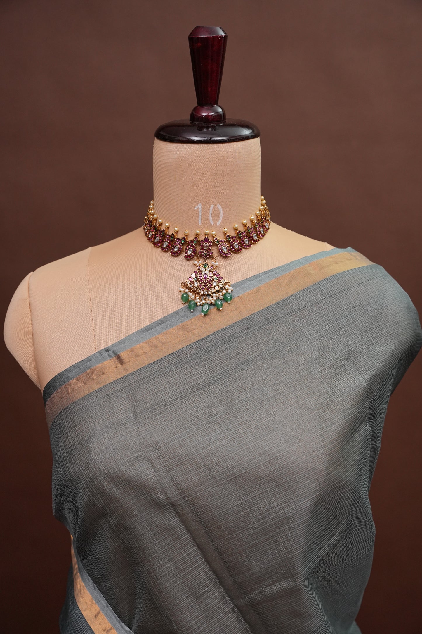 Silk Kota Plain Saree - Grey
