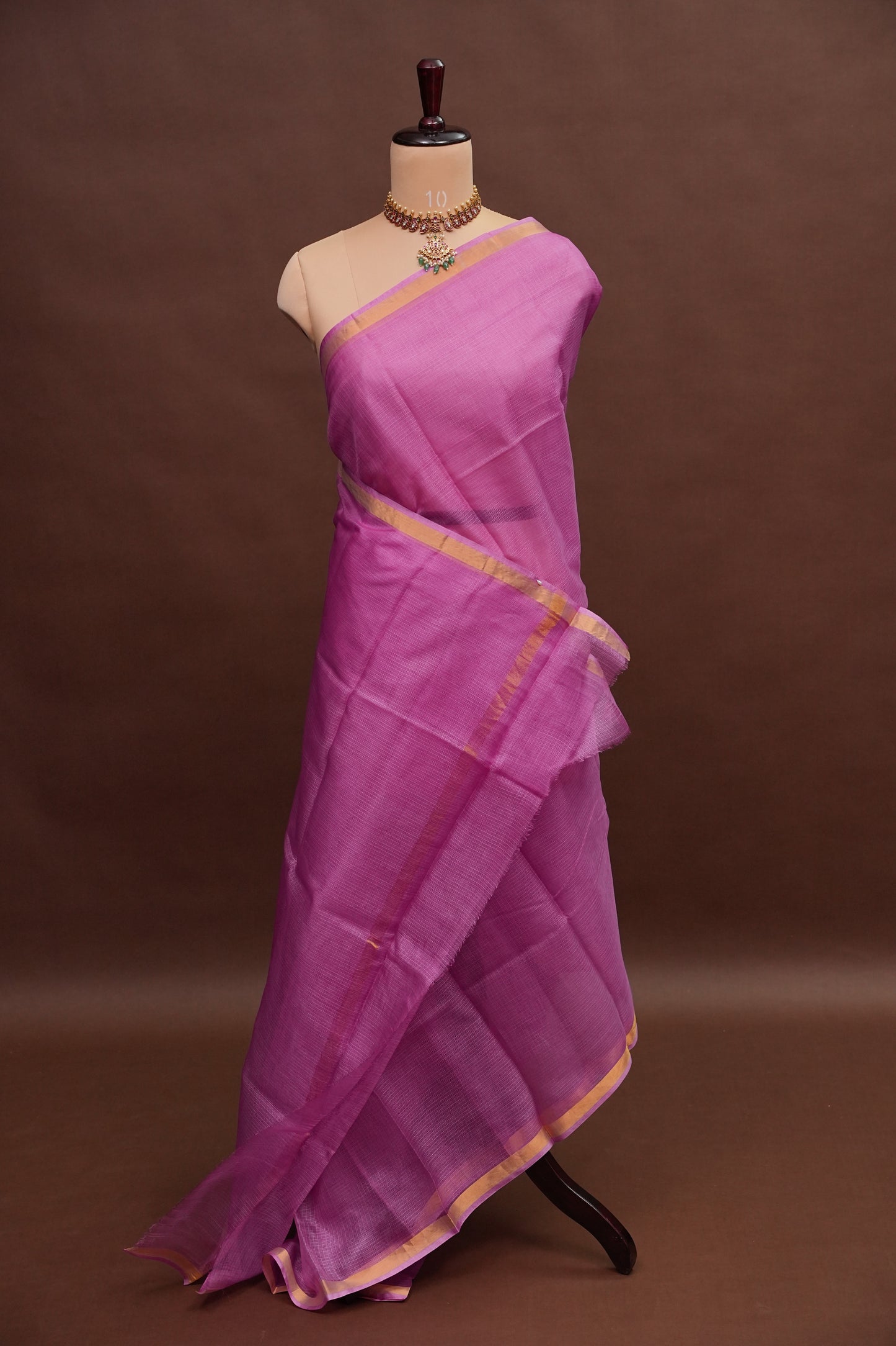 Silk Kota Plain Saree - Candy Pink