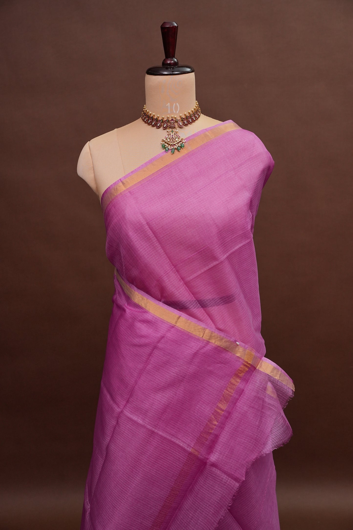 Silk Kota Plain Saree - Candy Pink