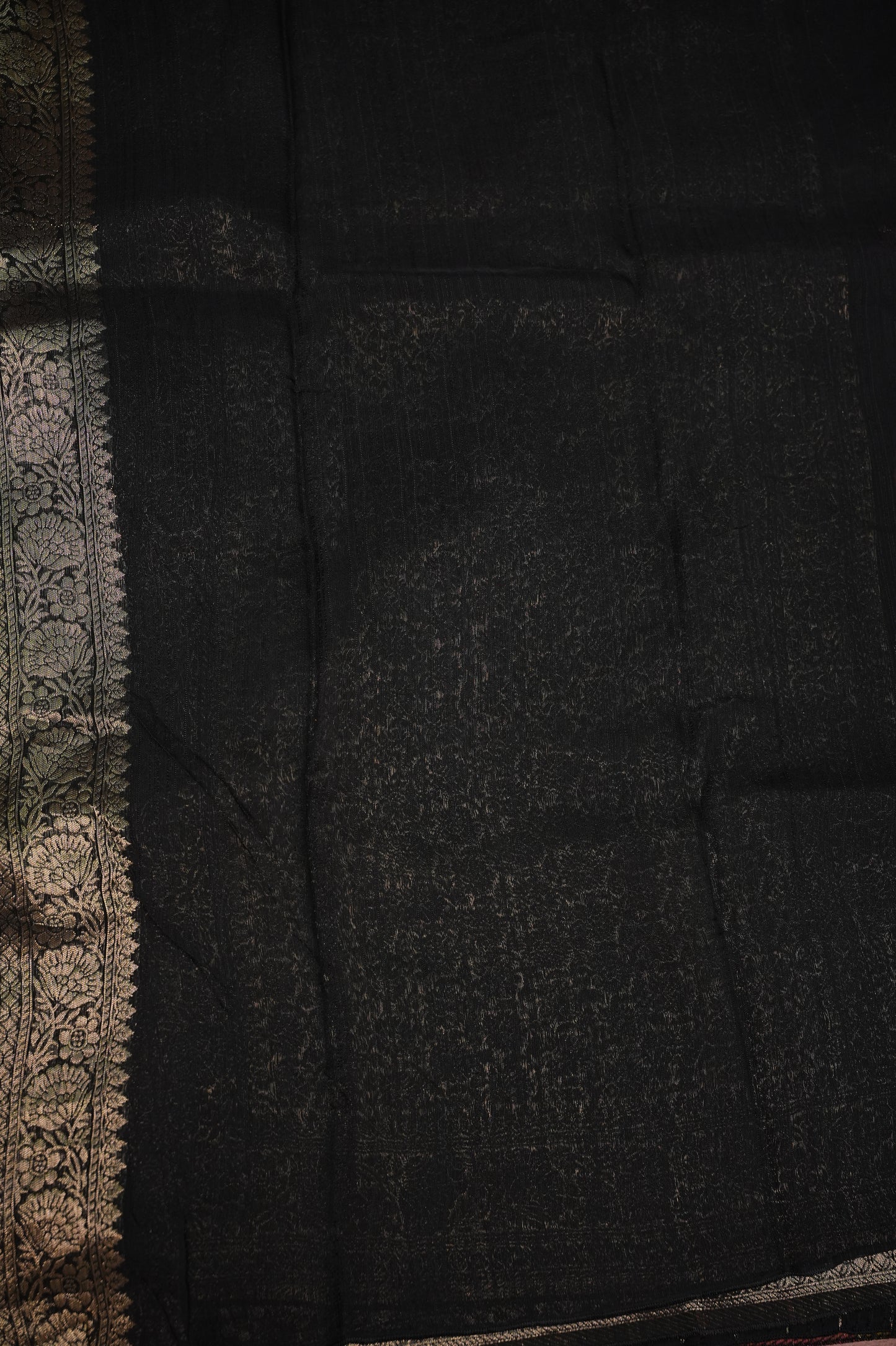 Soft Matka Banarasi Saree with Needle Design Work – Black