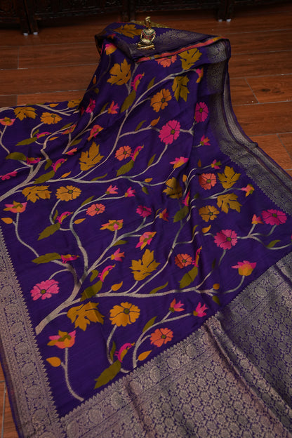 Soft Matka Banarasi Saree with Needle Design Work – Purple