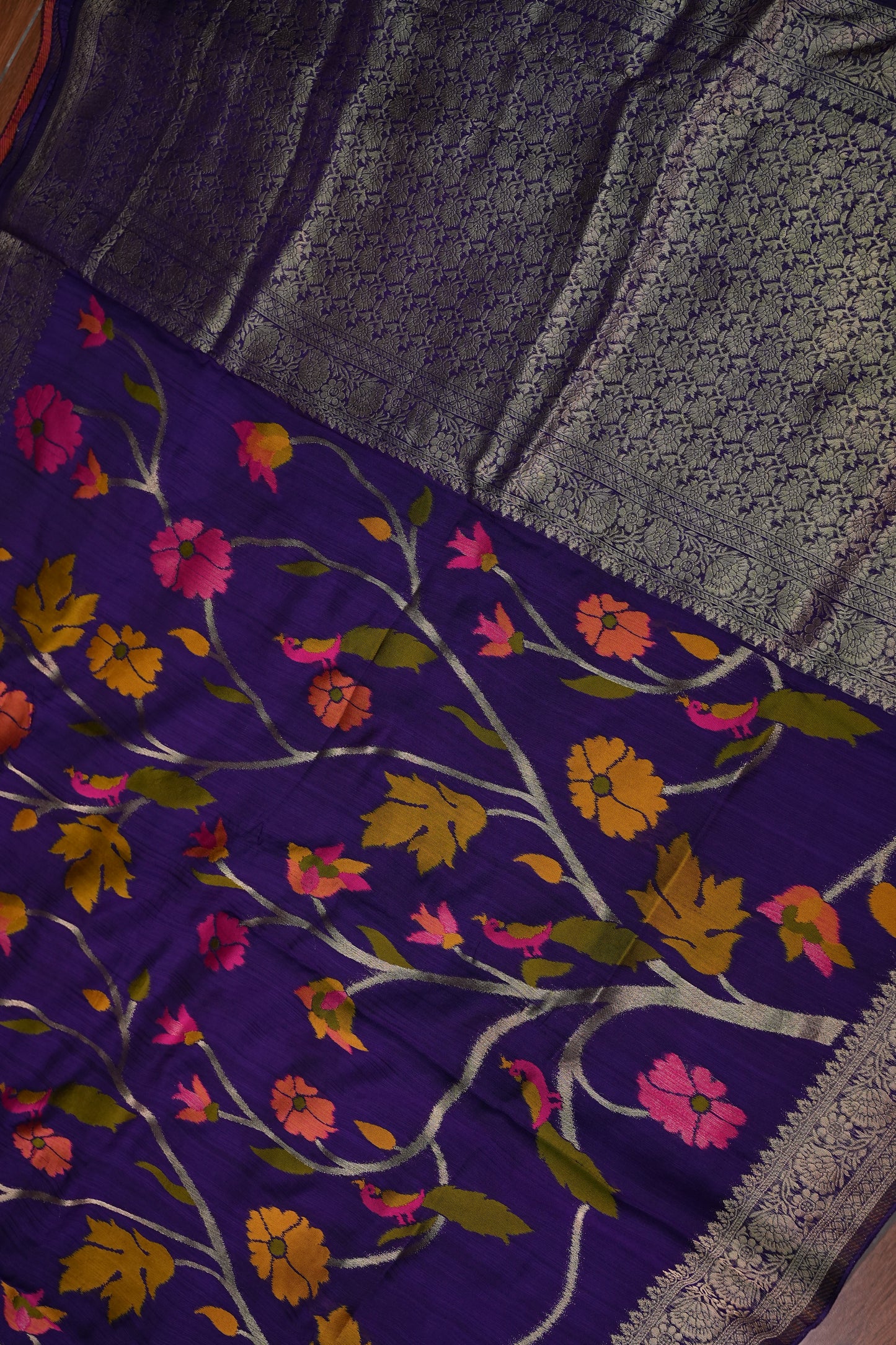 Soft Matka Banarasi Saree with Needle Design Work – Purple