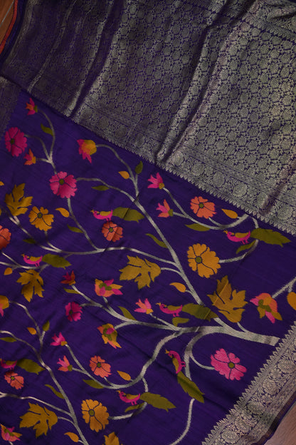 Soft Matka Banarasi Saree with Needle Design Work – Purple