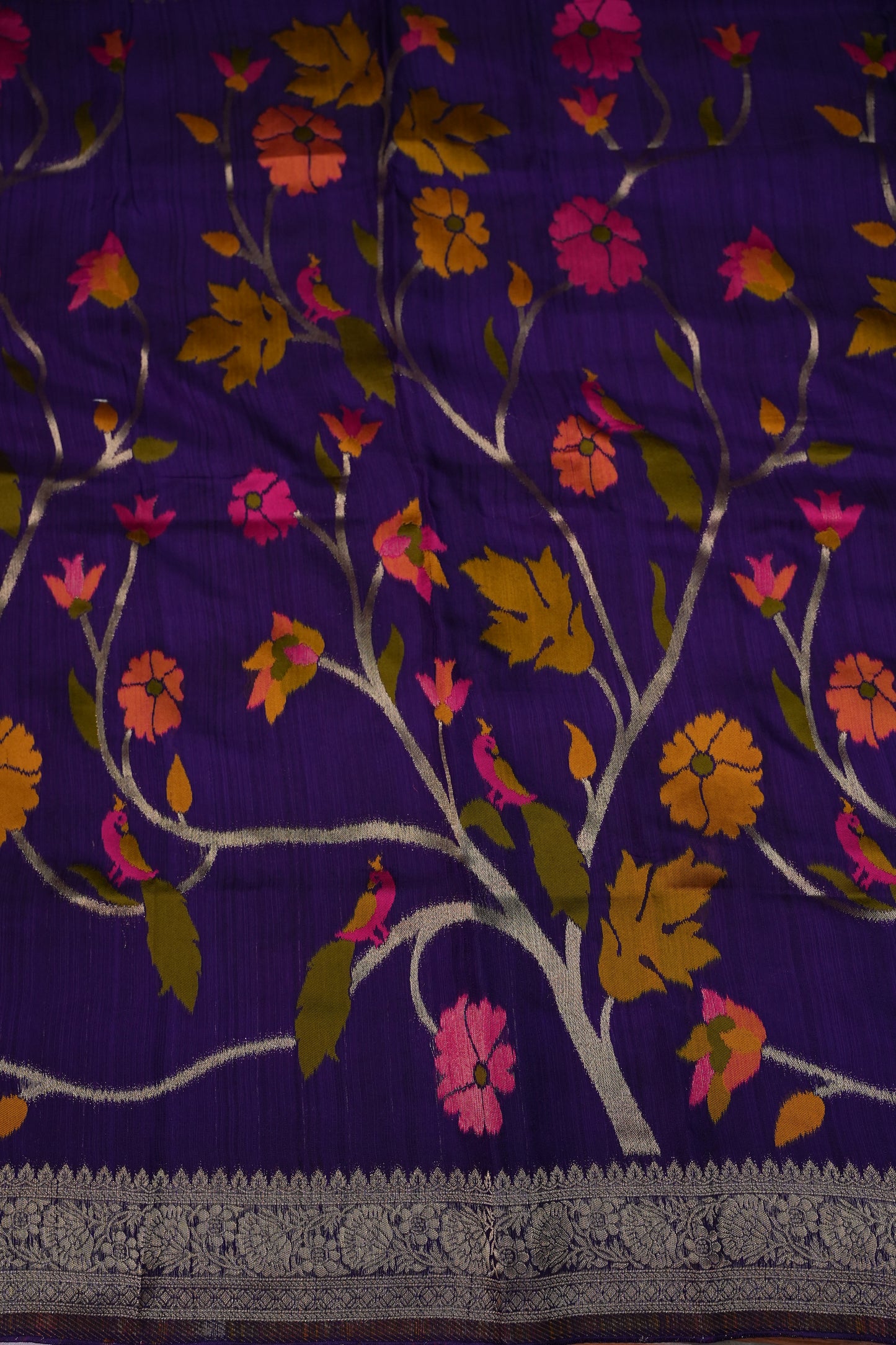 Soft Matka Banarasi Saree with Needle Design Work – Purple