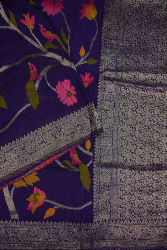Soft Matka Banarasi Saree with Needle Design Work – Purple