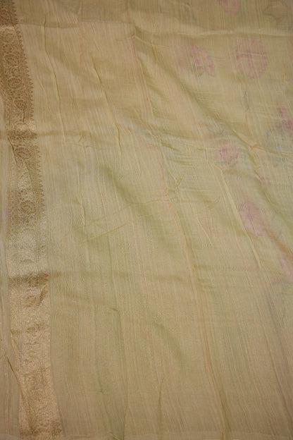 Soft Matka Banarasi Saree with Needle Design Work – Half White