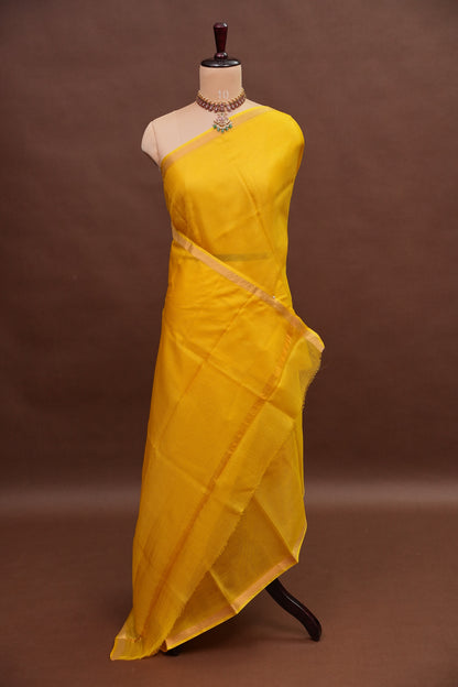 Silk Kota Plain Saree - Yellow