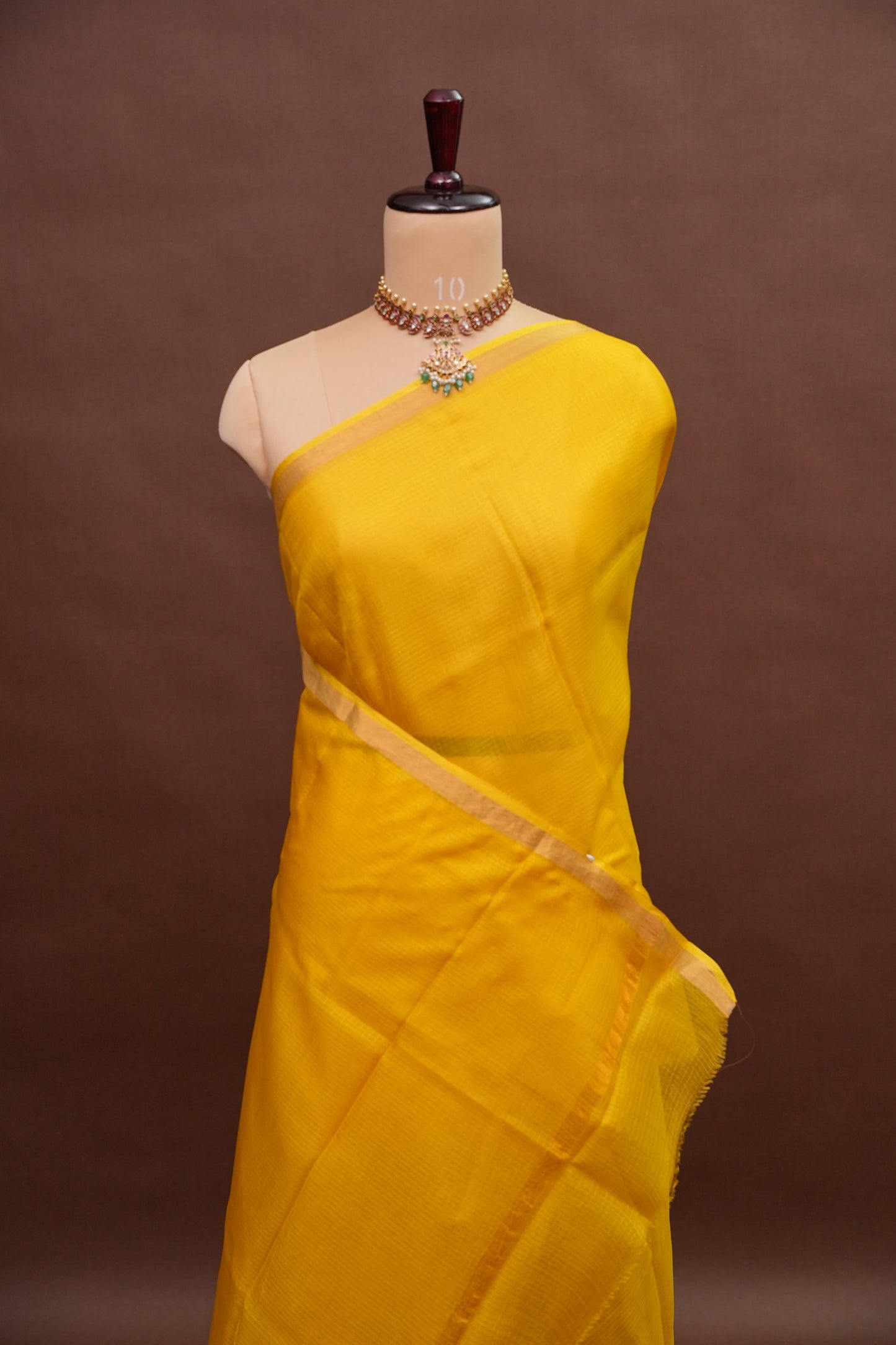 Silk Kota Plain Saree - Yellow