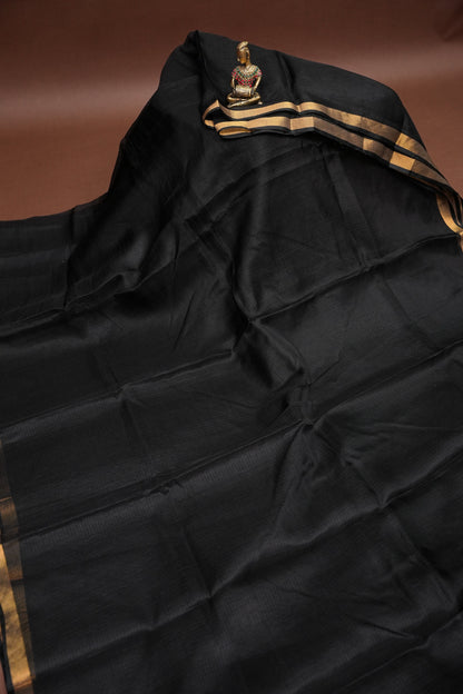 Silk Kota Plain Saree - Black