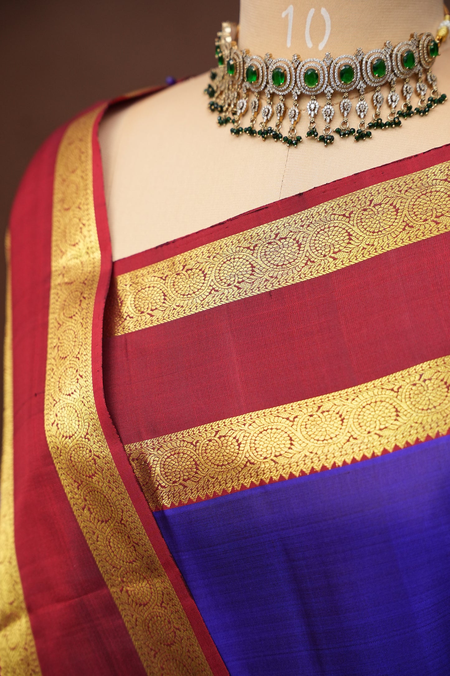 Deep Purple & Maroon Pure Kanchipuram Silk Saree|Silk Mark Certified