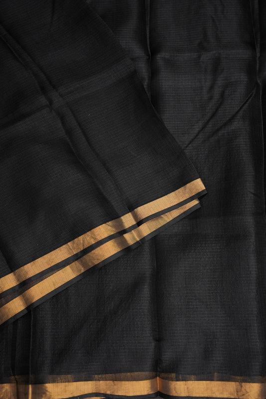 Silk Kota Plain Saree - Black