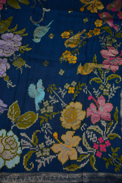 Soft Matka Banarasi Saree with Needle Design Work – Peacock Blue