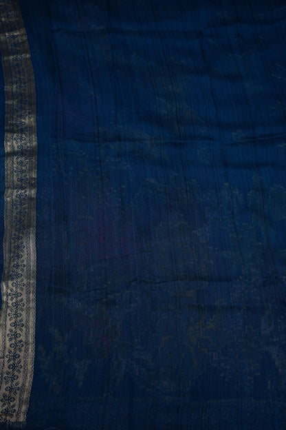 Soft Matka Banarasi Saree with Needle Design Work – Peacock Blue