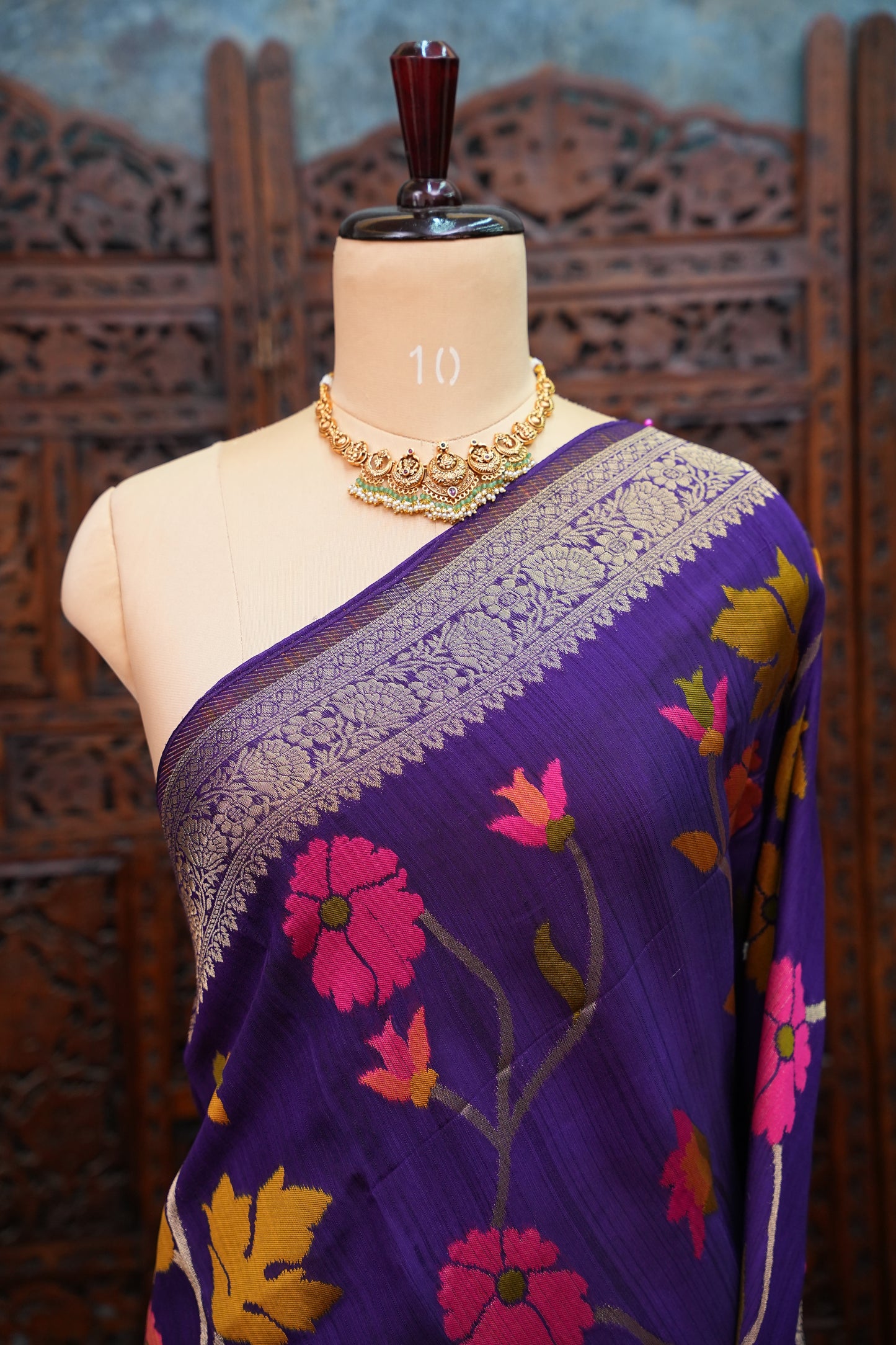 Soft Matka Banarasi Saree with Needle Design Work – Purple
