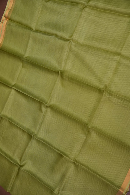 Silk Kota Plain Saree - Sage Green