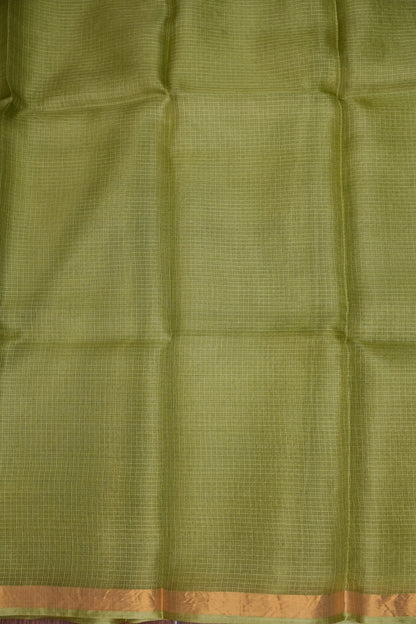 Silk Kota Plain Saree - Sage Green