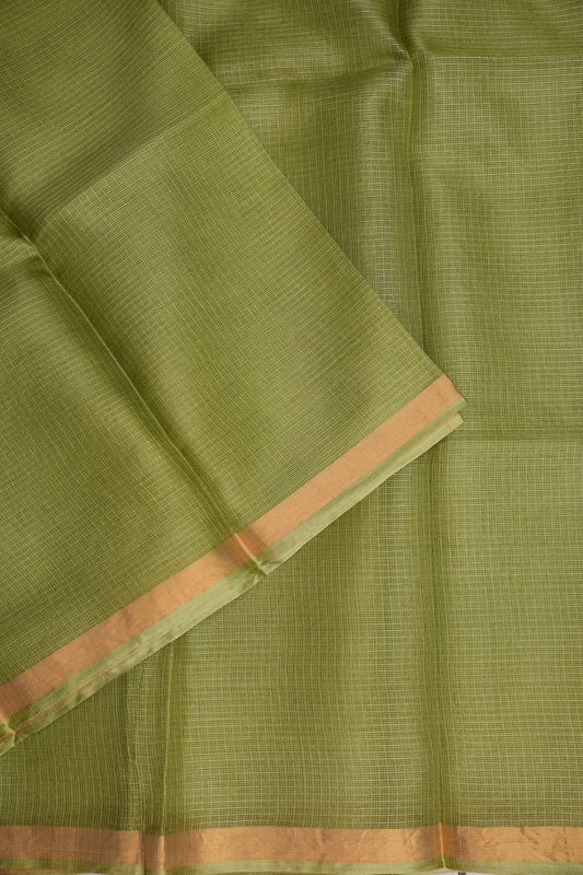 Silk Kota Plain Saree - Sage Green