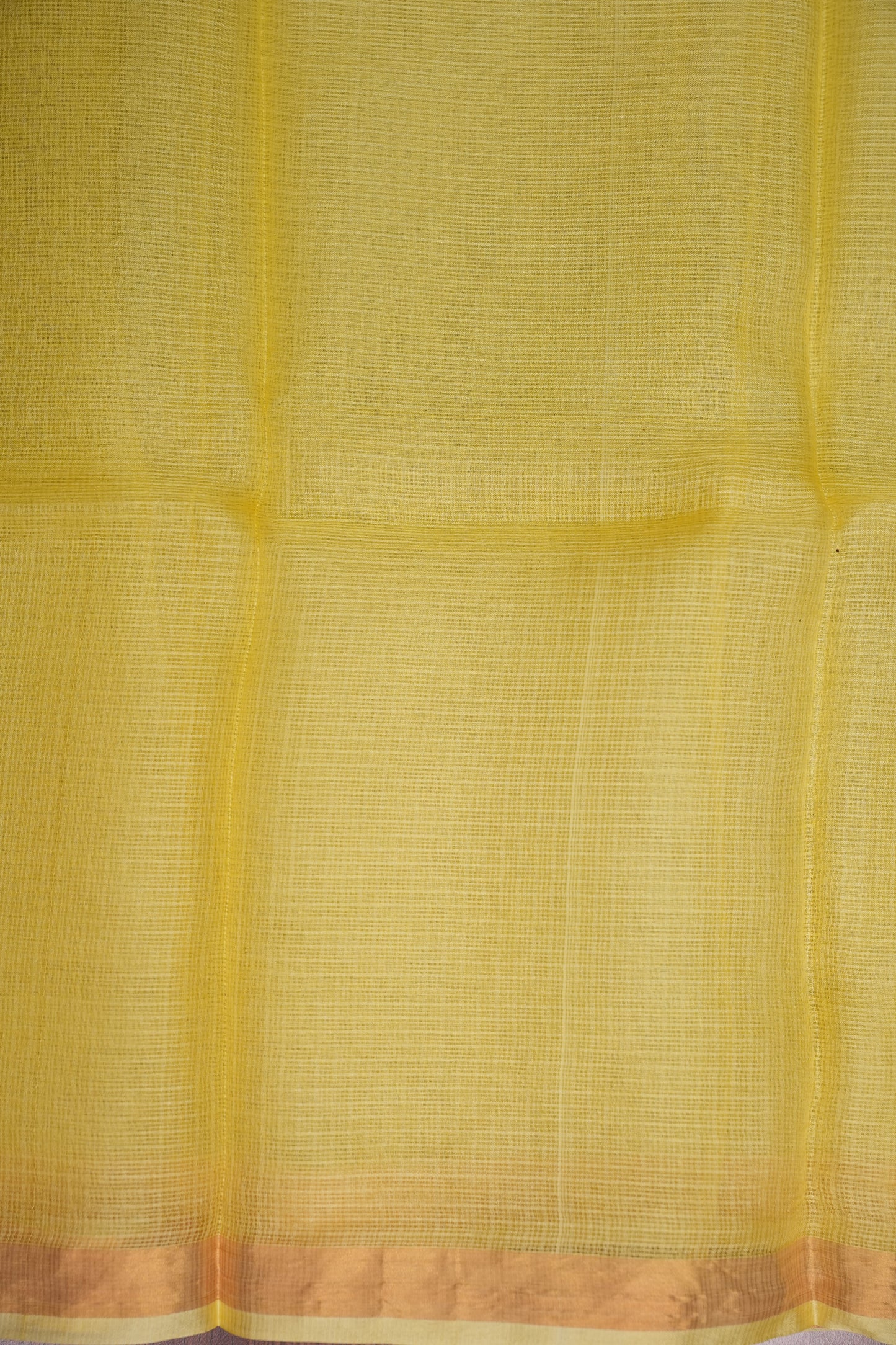 Silk Kota Plain Saree - Lemon Yellow