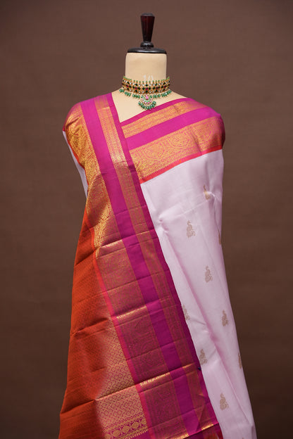 Baby Pink & Dark Pink Pure Kanchipuram Silk Saree|Silk Mark Certified