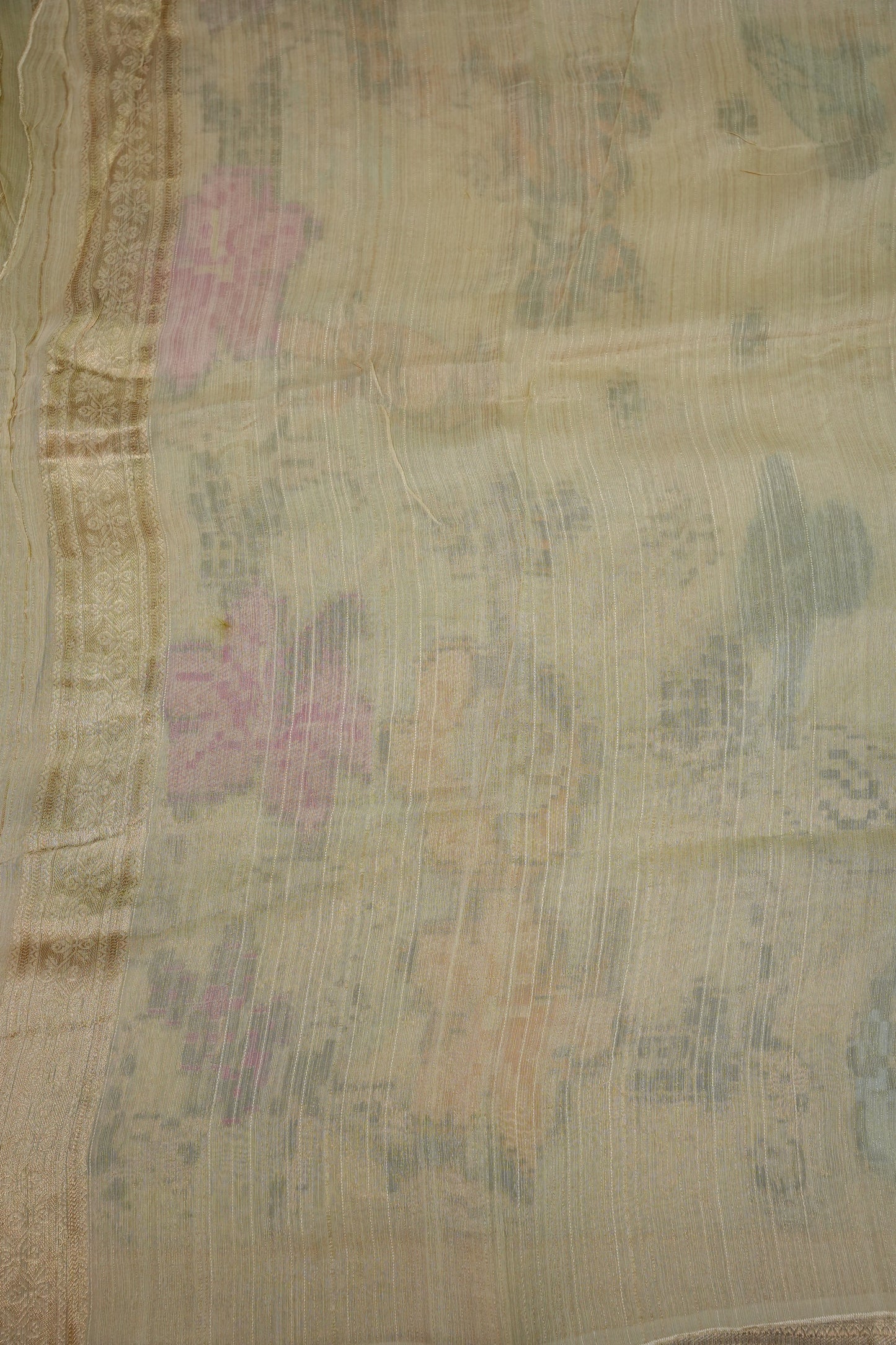 Soft Matka Banarasi Saree with Needle Design Work – Half White