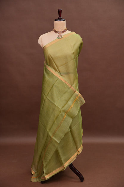 Silk Kota Plain Saree - Sage Green