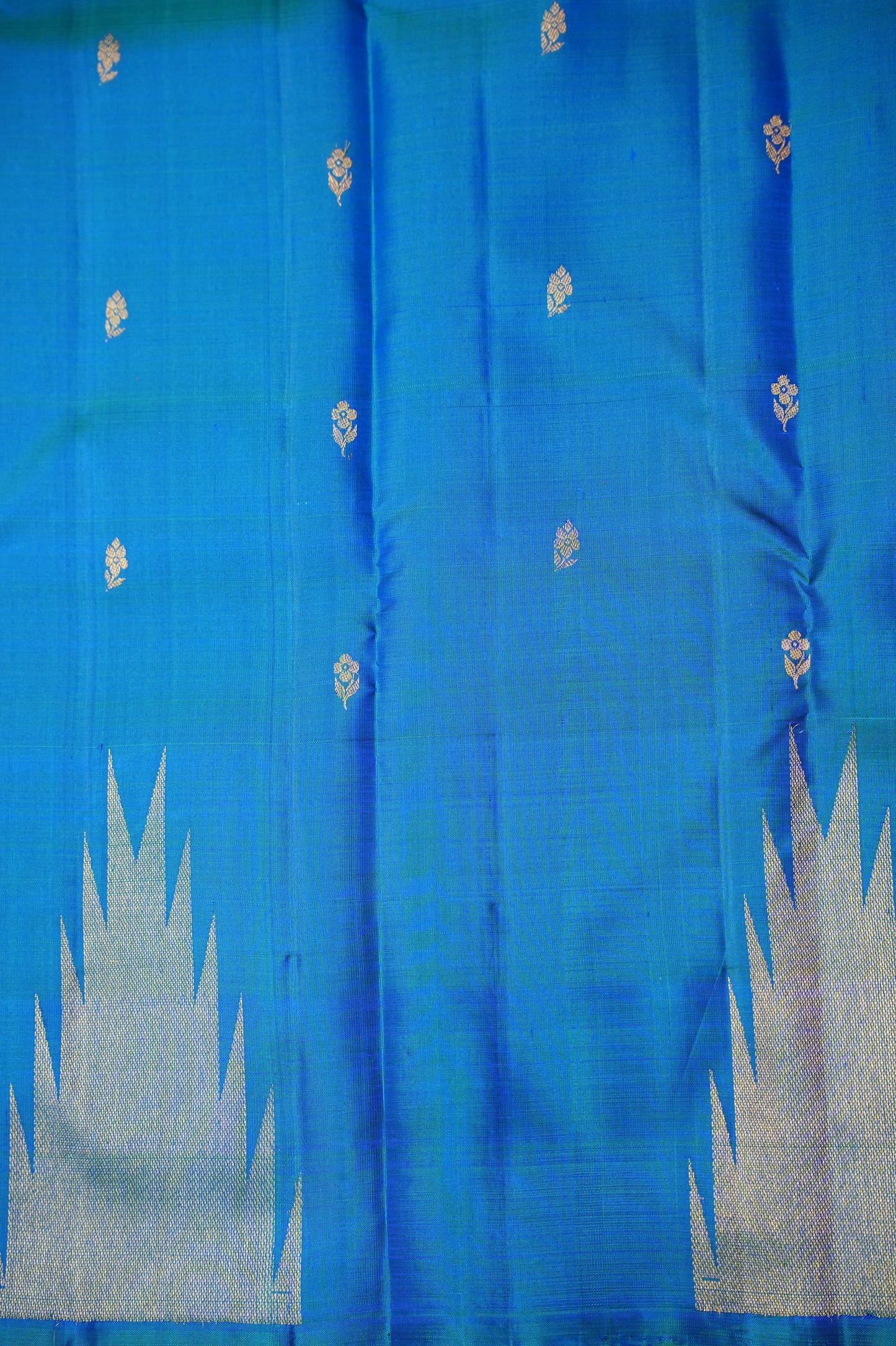 Dual Tone Blue & Pink Pure Kanchipuram Silk Saree with Rich Zari Work | Silk Mark Certified