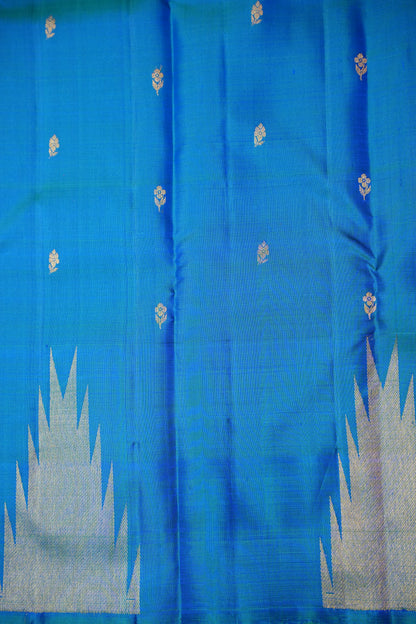 Dual Tone Blue & Pink Pure Kanchipuram Silk Saree with Rich Zari Work | Silk Mark Certified
