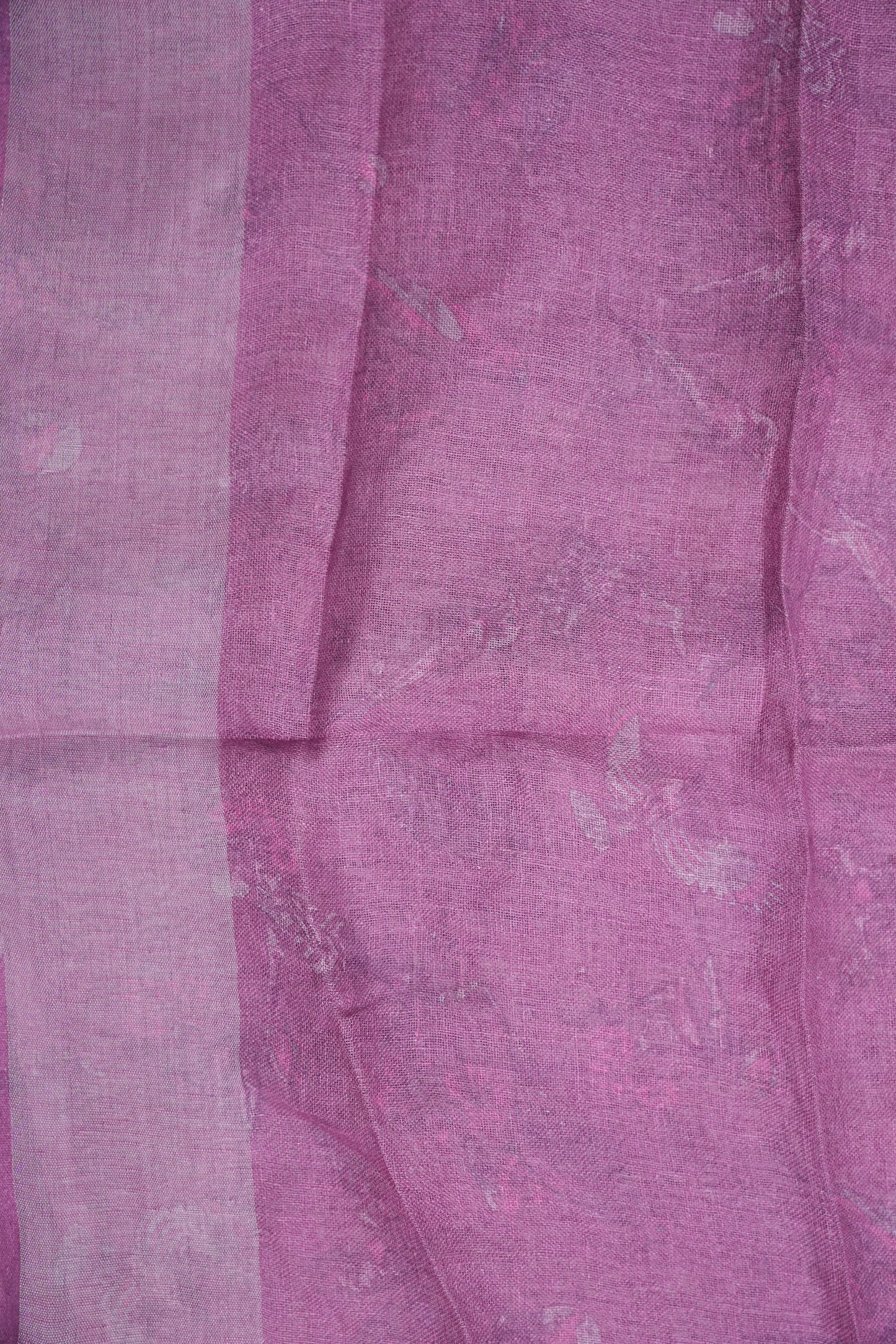 Digital Printed Pure Linen Saree - Pink
