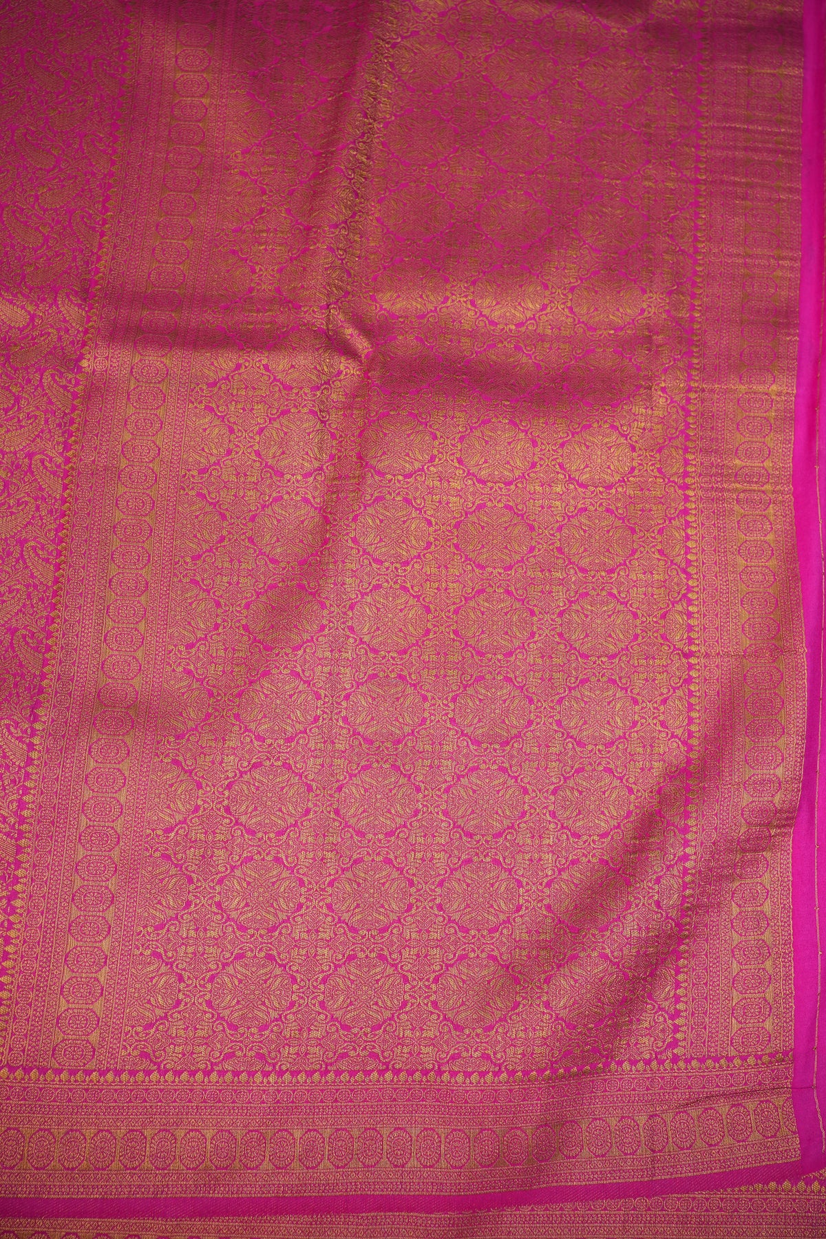 Soft Banarasi Semi Silk Saree with Full Brocade Body – Pink & Antique Gold
