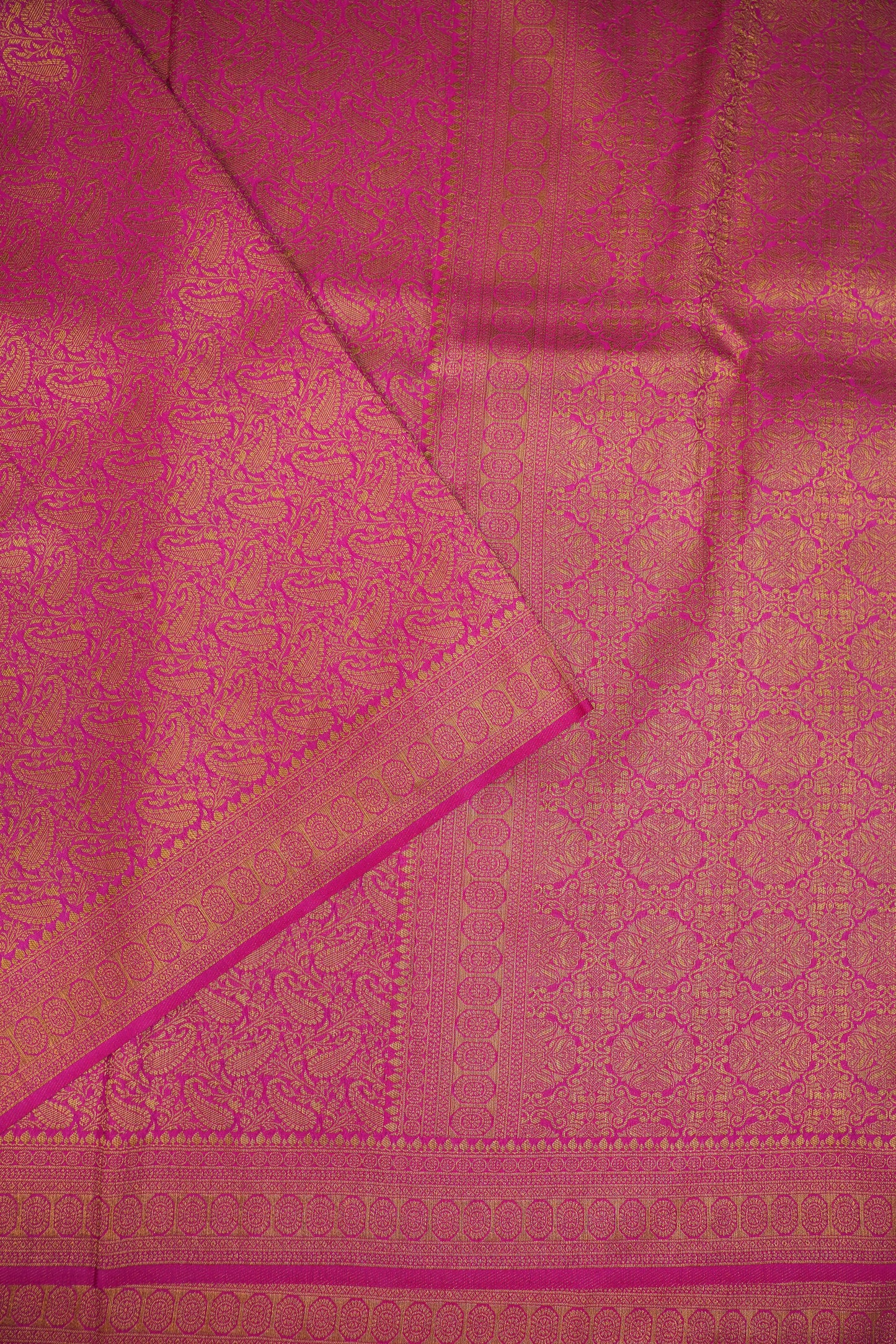 Soft Banarasi Semi Silk Saree with Full Brocade Body – Pink & Antique Gold