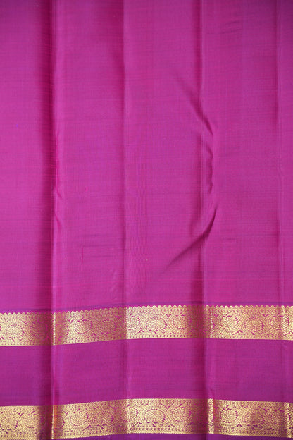 Peach & Magenta Pure Kanchipuram Silk Saree with Rich Zari Border|Silk Mark Certified
