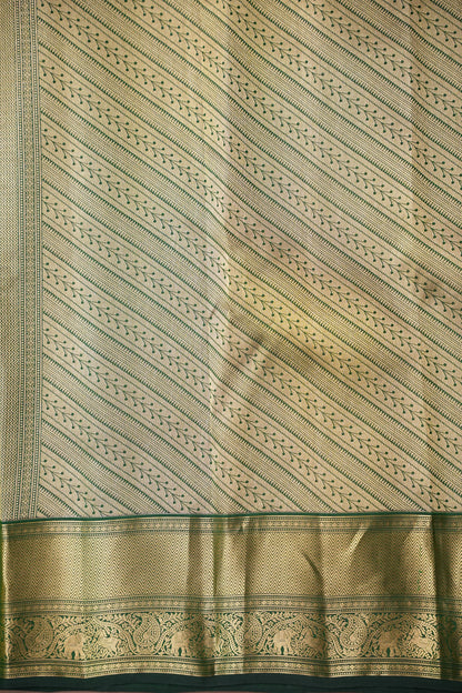 Olive Green Pure Kanchipuram Silk Saree with Brocade Zari Weaving | Silk Mark Certified