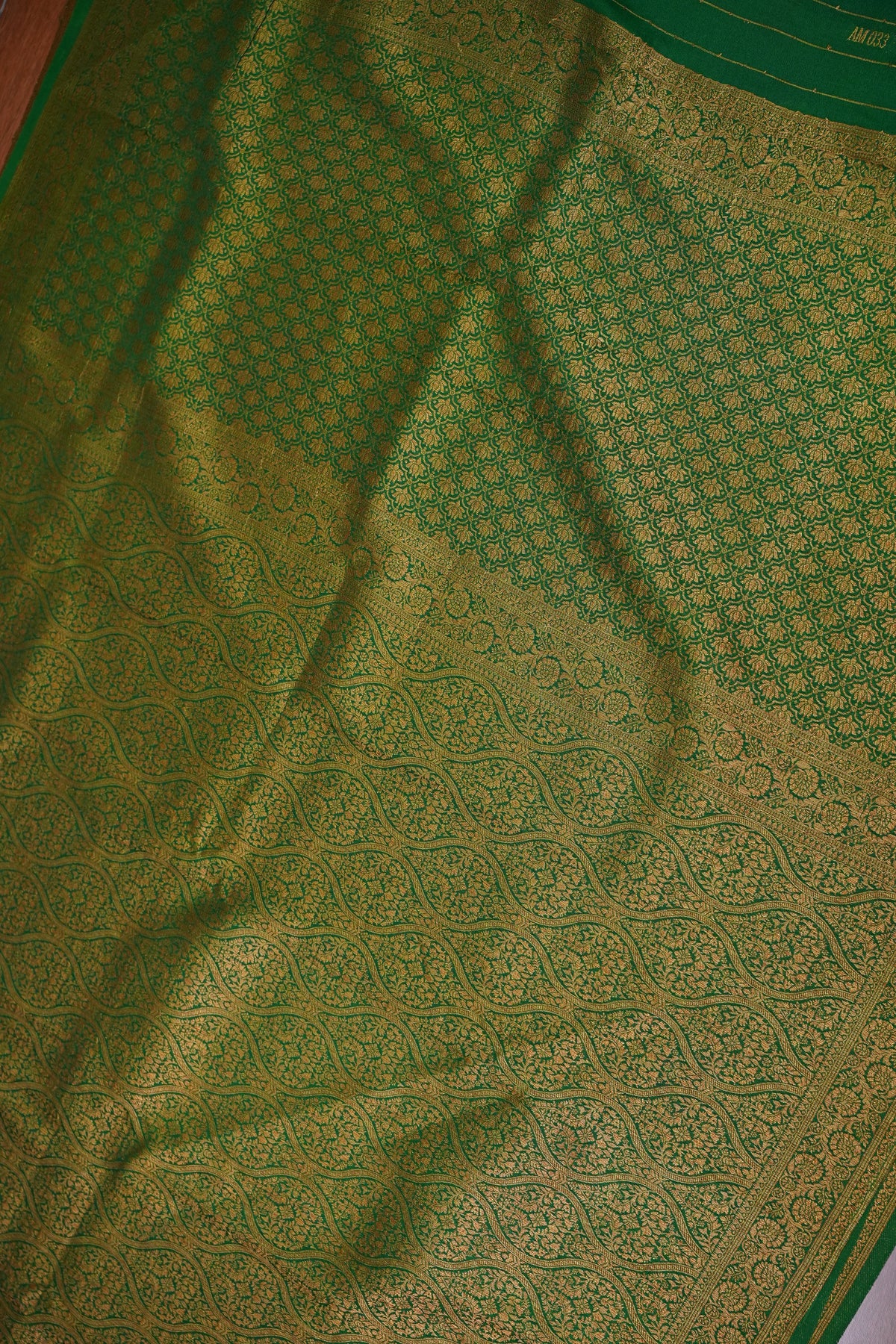 Soft Banarasi Semi Silk Saree with Full Brocade Body – Green & Antique Gold