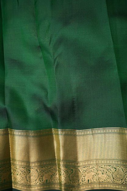 Olive Green Pure Kanchipuram Silk Saree with Brocade Zari Weaving | Silk Mark Certified